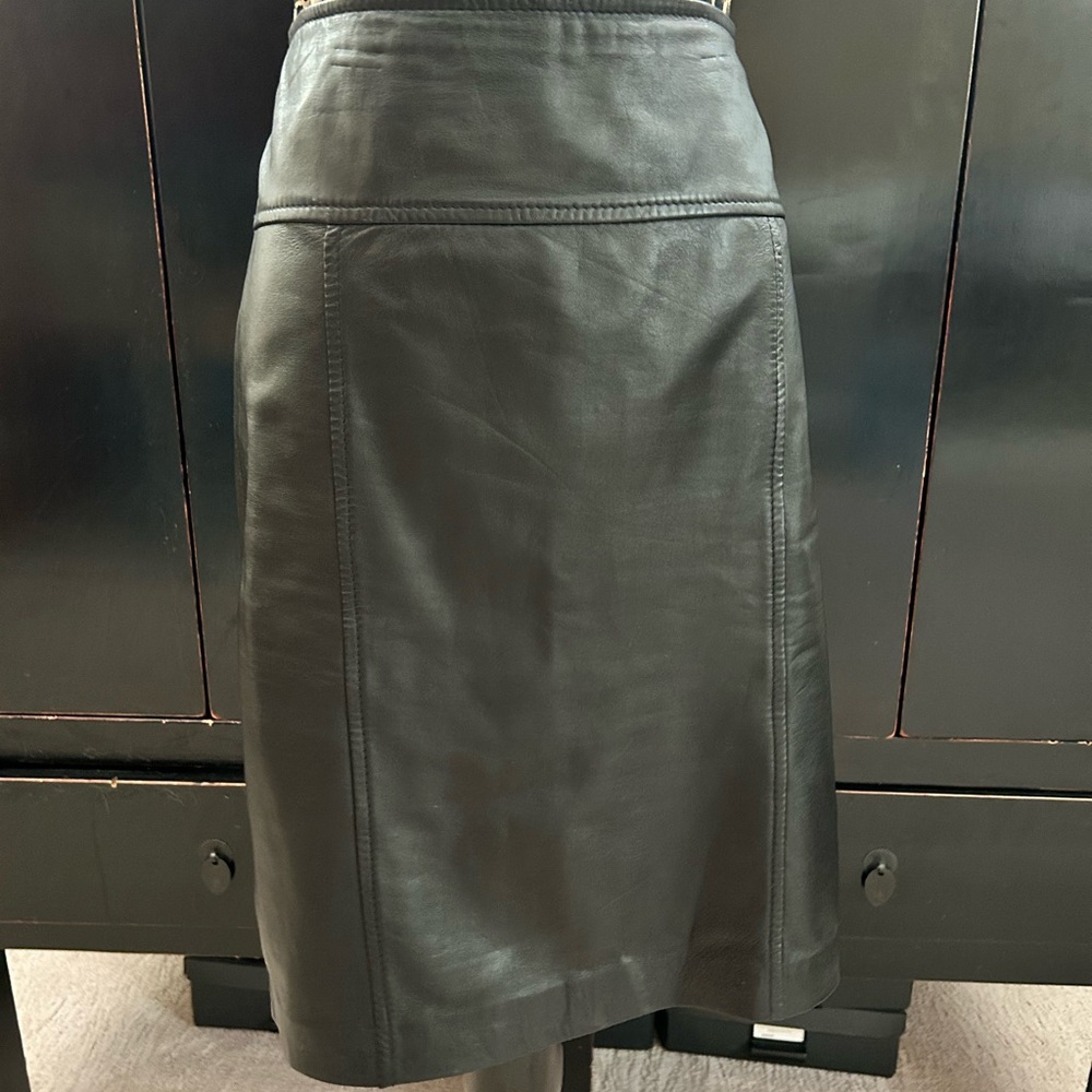 Elegant Black Leather Skirt from Saks Fifth Avenue